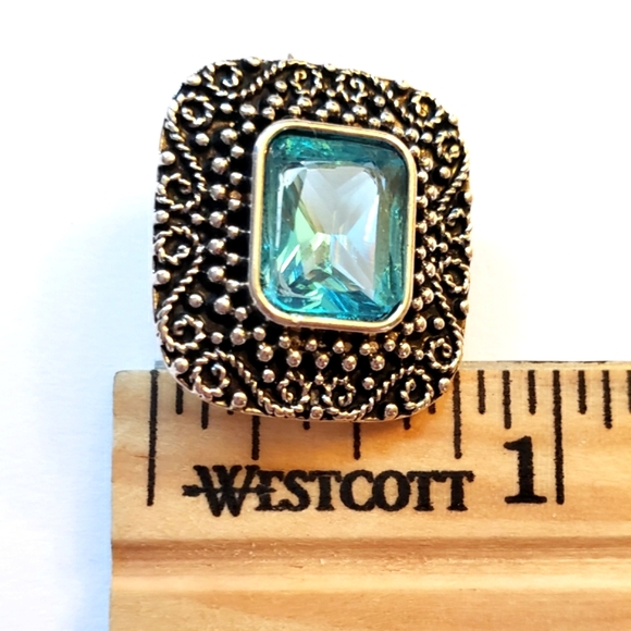 Earrings Silver Aquamarine Crystal NWT - Picture 6 of 6